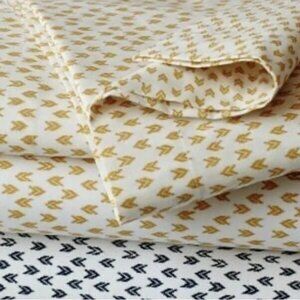 West Elm 100% Cotton King Sheet Set - One Flat & One fitted  - Yellow/White